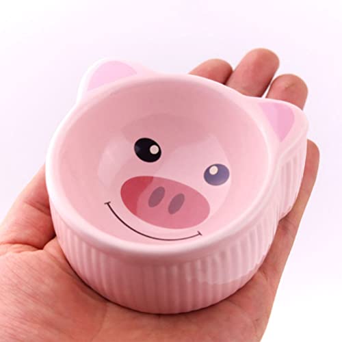 Mipcase Hamsters Alimentación Alimentación Cuenco- 2 Unids Cerámica Adorable Dibujos Animados Alimentador Pig Cuenco de Dibujos Animados Cuenco para Animales Pequeños