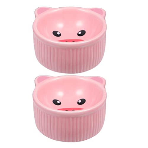 Mipcase Hamsters Alimentación Alimentación Cuenco- 2 Unids Cerámica Adorable Dibujos Animados Alimentador Pig Cuenco de Dibujos Animados Cuenco para Animales Pequeños