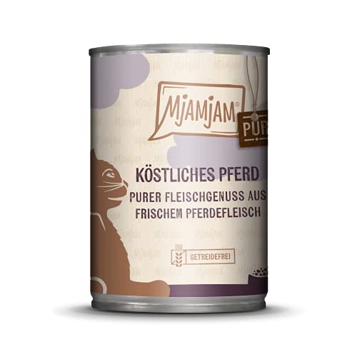 MjAMjAM - Pienso acuoso para Gatos - Delicioso Caballo Puro - Sin Cereales - 6 x 400 g