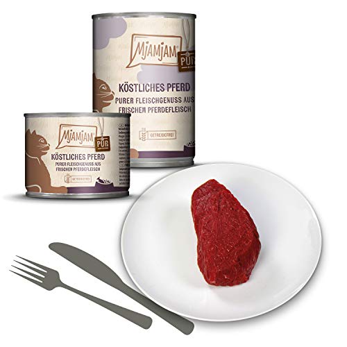 MjAMjAM - Pienso acuoso para Gatos - Delicioso Caballo Puro - Sin Cereales - 6 x 400 g