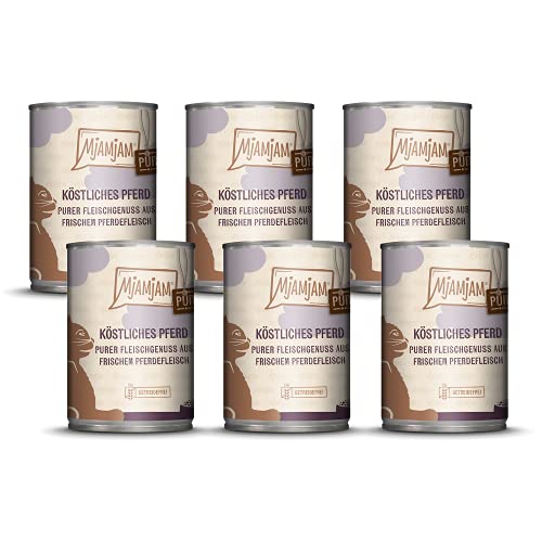 MjAMjAM - Pienso acuoso para Gatos - Delicioso Caballo Puro - Sin Cereales - 6 x 400 g