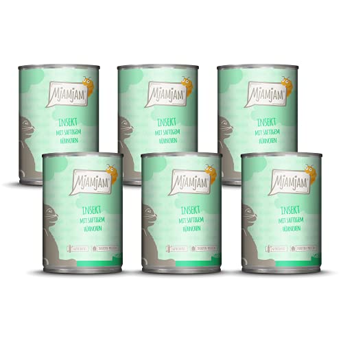 MjAMjAM - Pienso acuoso para Gatos - Insectos con Pollo jugoso - Sin Cereales - 6 x 400 g