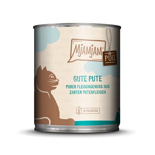 MjAMjAM - Pienso acuoso para Gatos - Pavo de Calidad Puro - Sin Cereales - 6 x 800 g