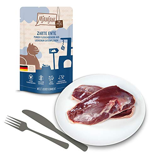 MjAMjAM - Pienso acuoso para Gatos - Suave Pato Puro - Sin Cereales - Pouch 12 x 125 g