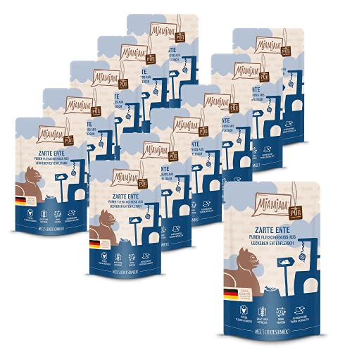 MjAMjAM - Pienso acuoso para Gatos - Suave Pato Puro - Sin Cereales - Pouch 12 x 125 g