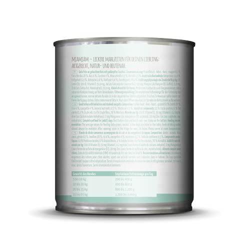 MjAMjAM - Pienso acuoso para Perros - Pavo de Calidad con arroz cocido y calabacín al Vapor - Natural - 6 x 800 g