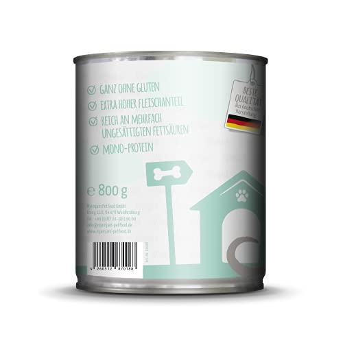MjAMjAM - Pienso acuoso para Perros - Pavo de Calidad con arroz cocido y calabacín al Vapor - Natural - 6 x 800 g