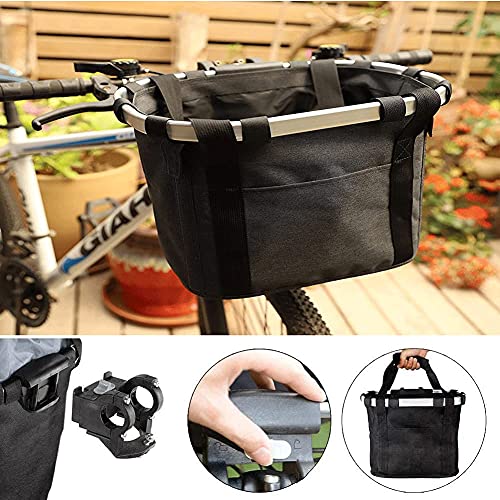 MLXZXQT Cesta de lona delantera para bicicleta Cesta desmontable para mascotas Cesta de lona Soporte para mascotas Marco de aleación de aluminio para mascotas