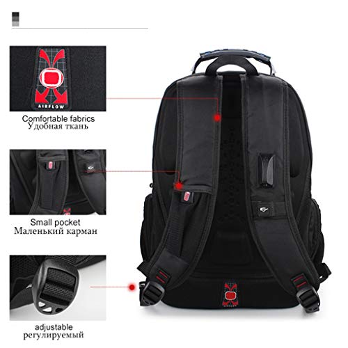 Mochila para computadora portátil Bolsa de Ordenador portátil de los Hombres Bolsa de Ordenador de Carga Externa USB Antirrobo Bolsas Impermeables para Mujer Mochila con Cierre Raincover (Color : C)