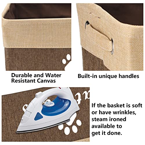 Morezi Caja de Juguetes para Mascotas, Material de Lona, ​​con asa, fácil de Transportar. Adecuado para almacenar Juguetes para Mascotas, Suministros y Accesorios para Mascotas-Gato-Beige Café
