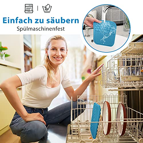 Morfone tapete para lamer perro, 21cm * 21cm tapete para lamer perro con 1 espátula de silicona, tapete para lamer perro grande con succión súper fuerte, sin BPA, 1 pieza（azul）