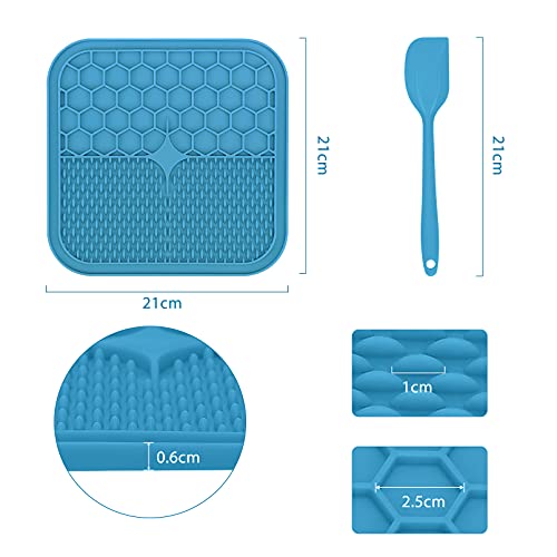 Morfone tapete para lamer perro, 21cm * 21cm tapete para lamer perro con 1 espátula de silicona, tapete para lamer perro grande con succión súper fuerte, sin BPA, 1 pieza（azul）