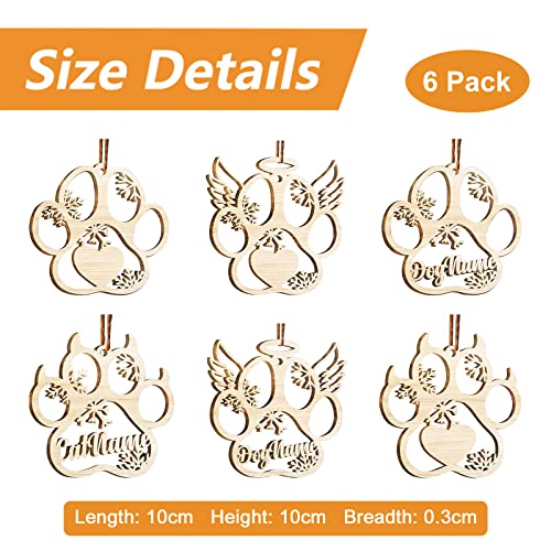 Morobor Adorno personalizado de madera para perro y gato, 6 piezas de nombre de mascota y alas de ángel, decoración de regalo para fiestas de mascotas, decoraciones navideñas