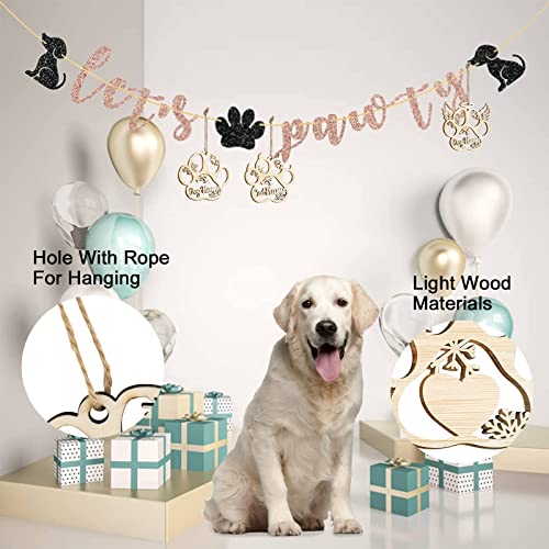 Morobor Adorno personalizado de madera para perro y gato, 6 piezas de nombre de mascota y alas de ángel, decoración de regalo para fiestas de mascotas, decoraciones navideñas