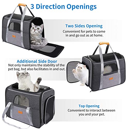 morpilot Transportín Gato Transportín Perro, Bolsa Transporte Plegable para Gato y Perro Pequeño Mediano, Transportin para Perro Pequeño con Correa de Hombro Ajustable y Cojin Suave + Tazón Plegable