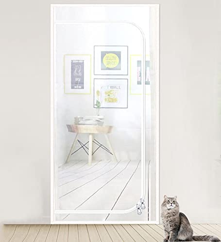 MOTT Cortinas de puerta para gatos, cortina de puerta autoadhesiva para perro gato, mosquitera, evita que se escape de mascotas, sin taladro