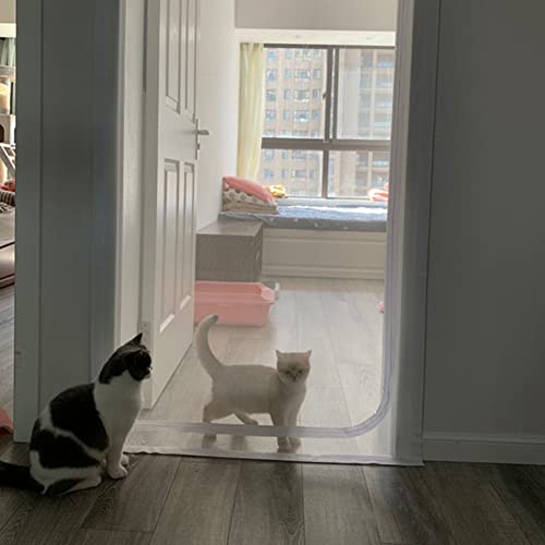 MOTT Cortinas de puerta para gatos, cortina de puerta autoadhesiva para perro gato, mosquitera, evita que se escape de mascotas, sin taladro
