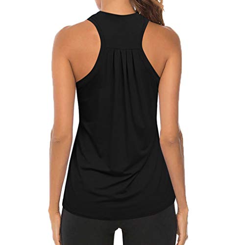 Mujeres Entrenamiento Yoga Plisado Gimnasio Camisetas Atlético Racerback Tank Tops Camiseta de Yoga sin Mangas con Pliegues en la Espalda para Deportes y Fitness