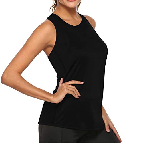 Mujeres Entrenamiento Yoga Plisado Gimnasio Camisetas Atlético Racerback Tank Tops Camiseta de Yoga sin Mangas con Pliegues en la Espalda para Deportes y Fitness