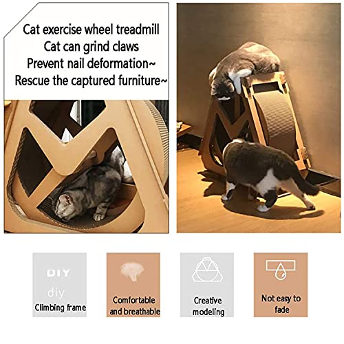 N  A Cinta De Correr para Gatos, Rascador Corrugado para Gatos, Juguete con Ruedas De Noria, Adecuado para El Entrenamiento De Gatos En Interiores (se Puede Usar como Rascador para Decoraciones)