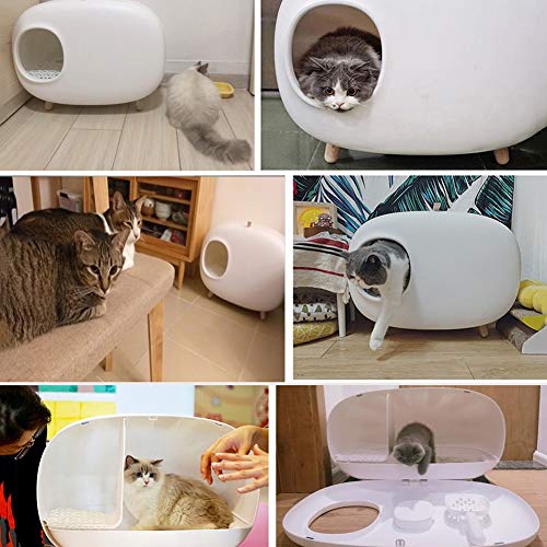 N / A HAIBING Arenero Gato, Caja de Aseo for Mascotas con Un Sistema de Cajones Pala Fácil de Limpiar for Sala de Estar Dormitorio (Color : White, Size : 604 * 457 * 385mm)