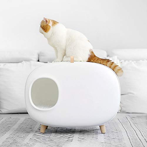 N / A HAIBING Arenero Gato, Caja de Aseo for Mascotas con Un Sistema de Cajones Pala Fácil de Limpiar for Sala de Estar Dormitorio (Color : White, Size : 604 * 457 * 385mm)