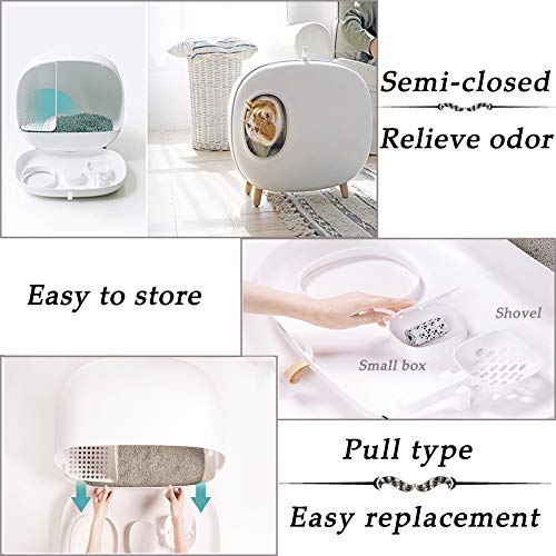N / A HAIBING Arenero Gato, Caja de Aseo for Mascotas con Un Sistema de Cajones Pala Fácil de Limpiar for Sala de Estar Dormitorio (Color : White, Size : 604 * 457 * 385mm)
