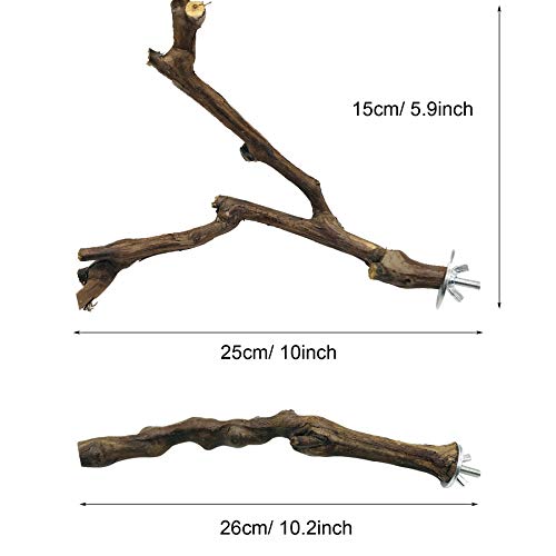 N|A Allazone 4 Pz Perca de Pájaro, Pájaro de Madera Soporte de Perca, Palo de UVA Salvaje Natural, Juguetes para Pajaros Juguetes para Masticar Loros para Masticar Loros, Periquitos, Cacatúas