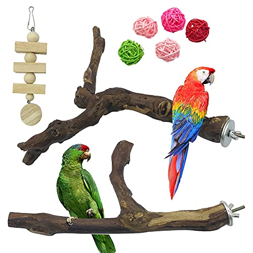NA Allazone 8 Pz Perca de Pájaro, Pájaro de Madera Soporte de Perca, Palo de UVA Salvaje Natural, Juguetes para Pajaros Juguetes para Masticar Loros para Masticar Loros, Periquitos, Cacatúas