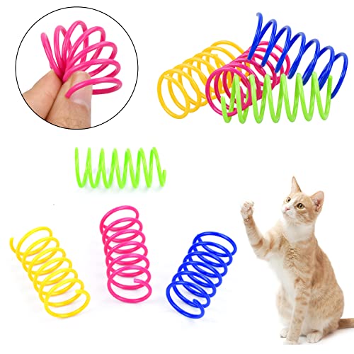 Naapesi 4 Piezas Juguete para Gato Resortes, Juguete Colorido Interactiva para Gato, Muelles en Espiral de Plástico para Gatos Gatito Mascotas Regalo de Novedad, Cat Toy Multicolor.