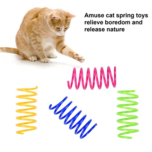 Naapesi 4 Piezas Juguete para Gato Resortes, Juguete Colorido Interactiva para Gato, Muelles en Espiral de Plástico para Gatos Gatito Mascotas Regalo de Novedad, Cat Toy Multicolor.