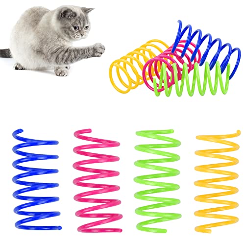 Naapesi 4 Piezas Juguete para Gato Resortes, Juguete Colorido Interactiva para Gato, Muelles en Espiral de Plástico para Gatos Gatito Mascotas Regalo de Novedad, Cat Toy Multicolor.