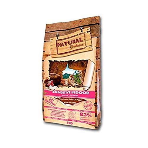 Natural Greatness - Pienso Natural No Gluten Gatos Senior Esterilizados o de Interior Saco 6 Kg - Incluye 8 Snacks Naturales de Atún
