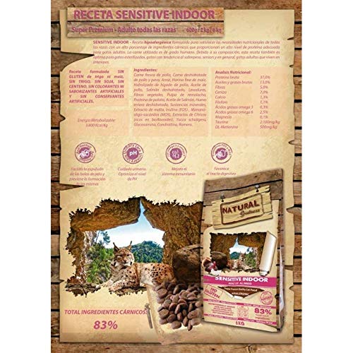 Natural Greatness - Pienso Natural No Gluten Gatos Senior Esterilizados o de Interior Saco 6 Kg - Incluye 8 Snacks Naturales de Atún