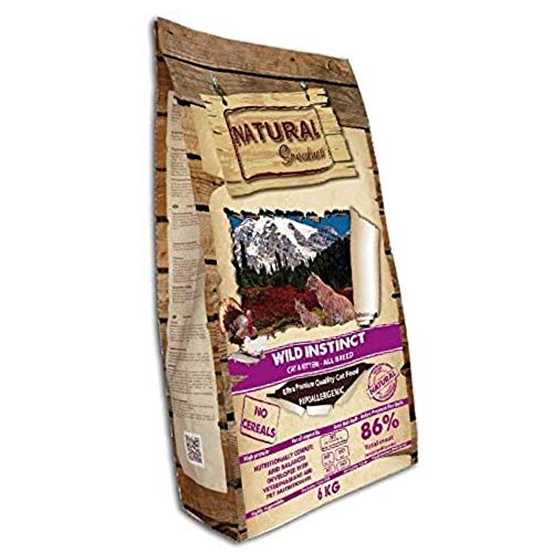 Natural Greatness - Pienso para Gatos Natural Sin Cereales Wild Instinct Gatitos y Adultos con Malta para prevenir Bolas de Pelo Saco 6kg | ANIMALUJOS