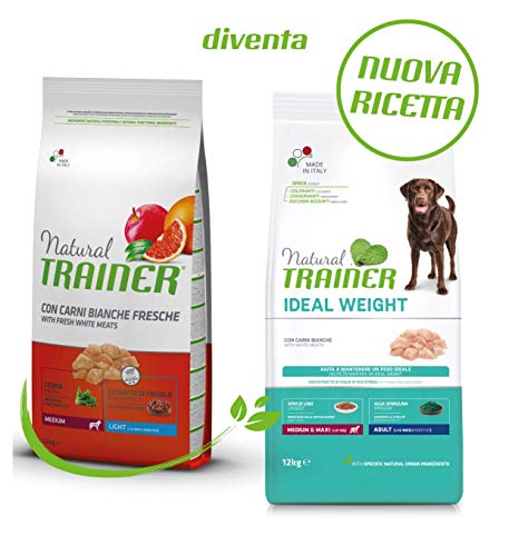Natural Trainer Ideal Weight – Comida Seca para Perros Adultos de Talla Mediana y Grande, con Carnes Blancas, 12 kg