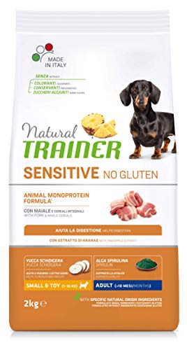 Natural Trainer Sensitive No Gluten - Pienso para Perros Mini-Toy Adult con Cerdo y Cereales Integrales - 2kg