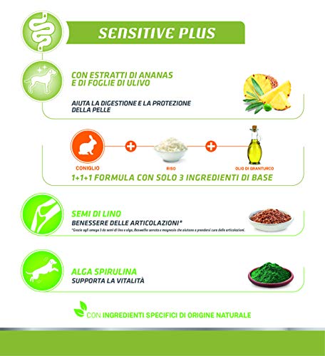 Natural Trainer Sensitive Plus – Alimento para Perros medianos y Maxi Adultos con Conejo-arroz y Aceite, 12 kg