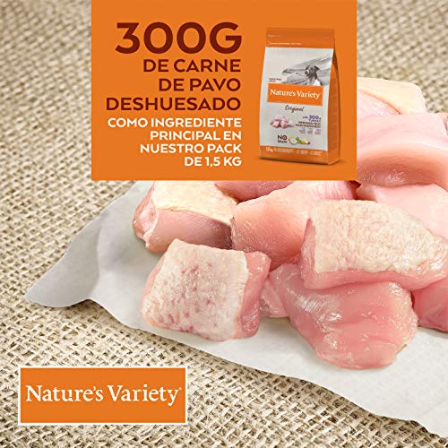 Nature's Variety Original No Grain - Pienso para perros adultos mini con pavo deshuesado 1,5 Kg