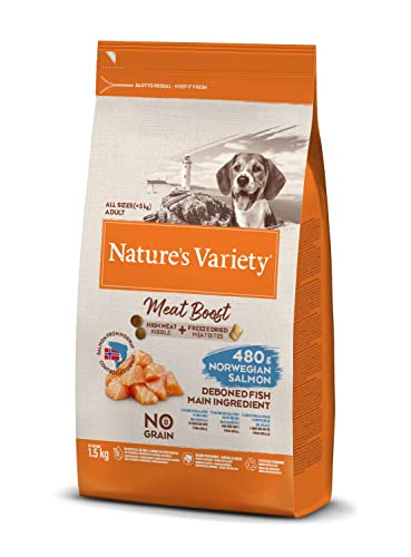 Nature's Variety Selected Meat Boost - Pienso para perros adultos con salmón noruego sin espinas 1,5 Kg