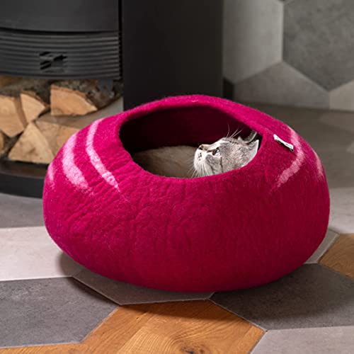 naturling Cueva para gatos de fieltro | Casa para gatos | Cueva para gatos | Cama para gatos | fieltro de 100% lana virgen (lava)