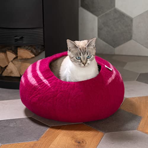 naturling Cueva para gatos de fieltro | Casa para gatos | Cueva para gatos | Cama para gatos | fieltro de 100% lana virgen (lava)