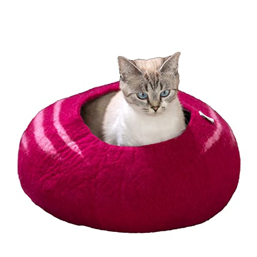 naturling Cueva para gatos de fieltro | Casa para gatos | Cueva para gatos | Cama para gatos | fieltro de 100% lana virgen (lava)