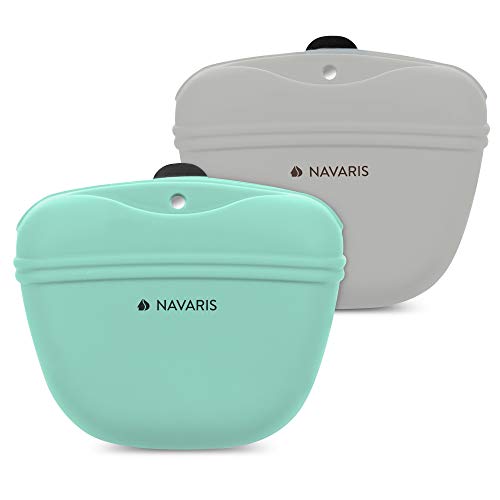 Navaris Set 2 Fundas de Silicona Porta golosinas de Perro - Estuches para Entrenamiento de Mascota Cachorro - Bolsas para recompensas premios Galletas