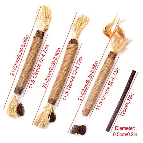 NC Palitos de Hierba Gatera, Xiuyer 15pcs Palitos Masticables para Gatos, Natural Palitos de Catnip para Gatos +3pcs Juguetes para Gatos Morder para Limpieza Dientes Saludable Cuidado