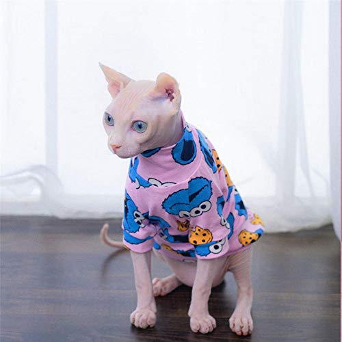 NELIT Sphynx Gato Ropa Rosa Impresión Camiseta Sin Pelo Ropa De Gato-Rosa_L-