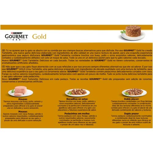 Nestlé Purina Gourmet Gold Comida húmeda para Gatos Tartelette Pack Surtido 12x85 g - Pack de 8