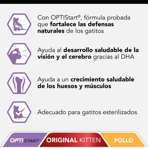 Nestlé Purina Pro Plan Comida para Gato pienso para Gato Original Kitten con Optistart Pollo 400 g - Pack de 8