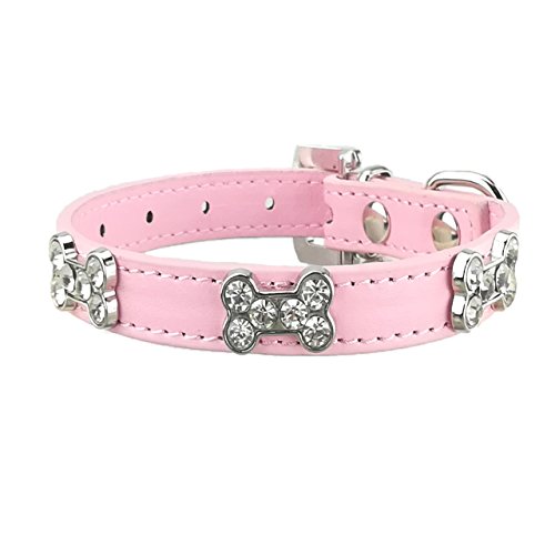 Newtensina Collar de Perro de Moda con Hueso Collares de Perro de niña Linda Bling para Perros
