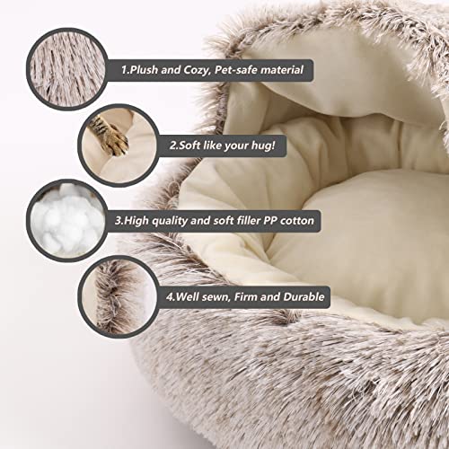 NIBESSER Cama para Gatos mullida Cueva Suave 2 en 1, Plegable, Cueva de Peluche para Gatos y Cachorros
